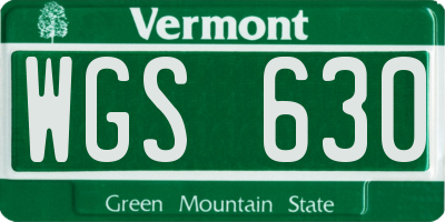 VT license plate WGS630