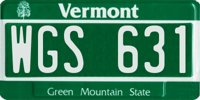 VT license plate WGS631
