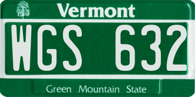 VT license plate WGS632