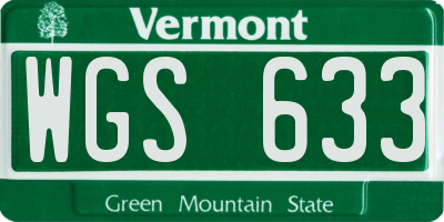 VT license plate WGS633