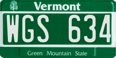 VT license plate WGS634