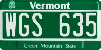 VT license plate WGS635