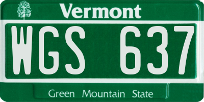 VT license plate WGS637
