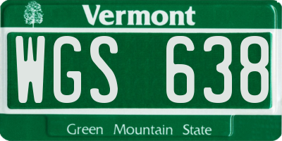 VT license plate WGS638