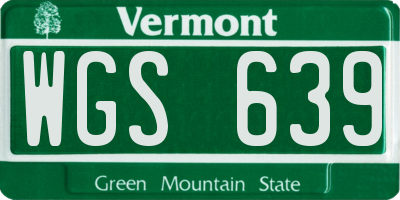 VT license plate WGS639
