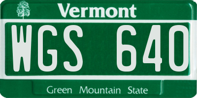 VT license plate WGS640
