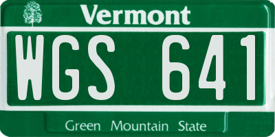 VT license plate WGS641