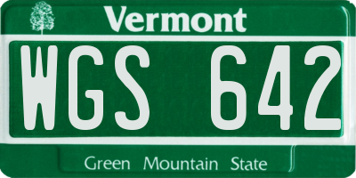 VT license plate WGS642