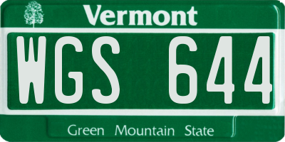 VT license plate WGS644
