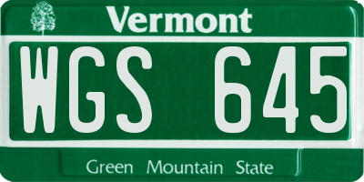 VT license plate WGS645