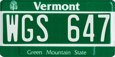 VT license plate WGS647
