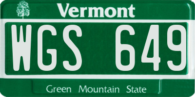 VT license plate WGS649