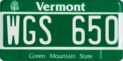 VT license plate WGS650