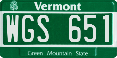 VT license plate WGS651