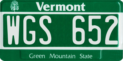 VT license plate WGS652