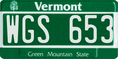 VT license plate WGS653