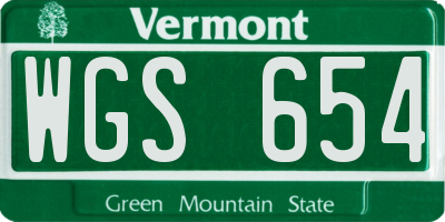VT license plate WGS654