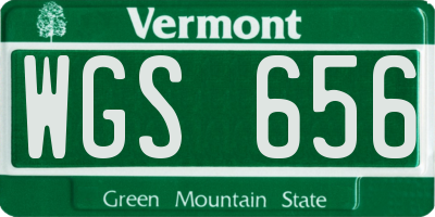VT license plate WGS656