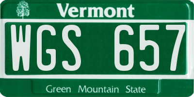 VT license plate WGS657