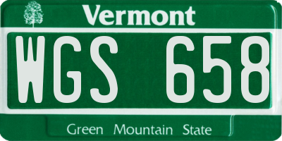 VT license plate WGS658