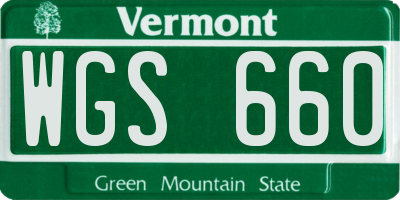 VT license plate WGS660