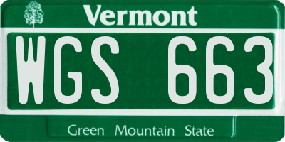 VT license plate WGS663