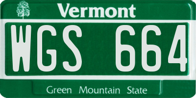 VT license plate WGS664
