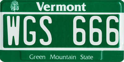 VT license plate WGS666