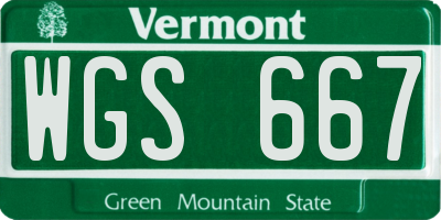 VT license plate WGS667