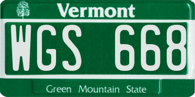 VT license plate WGS668