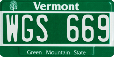 VT license plate WGS669