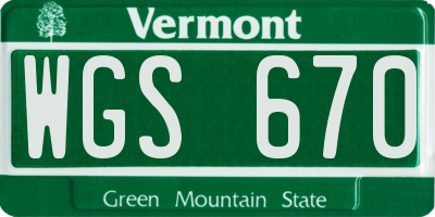 VT license plate WGS670