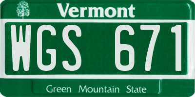 VT license plate WGS671