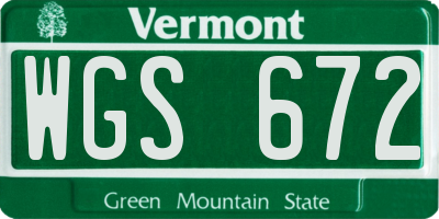 VT license plate WGS672