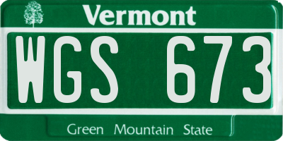 VT license plate WGS673