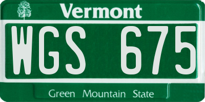 VT license plate WGS675
