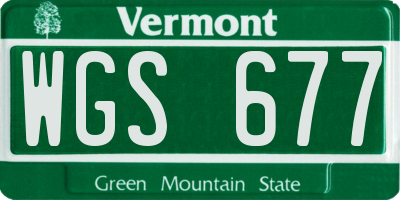 VT license plate WGS677