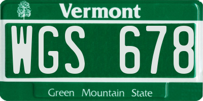 VT license plate WGS678