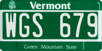 VT license plate WGS679