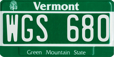 VT license plate WGS680