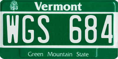 VT license plate WGS684