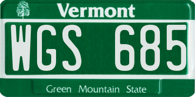 VT license plate WGS685