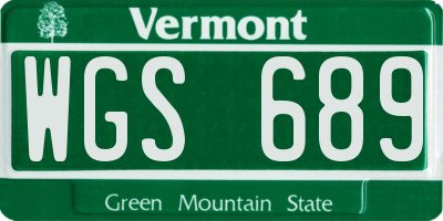 VT license plate WGS689