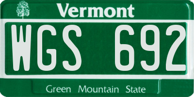 VT license plate WGS692