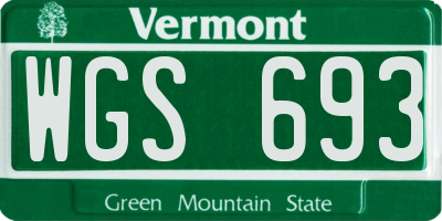 VT license plate WGS693