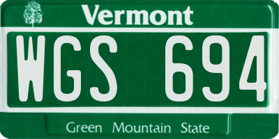VT license plate WGS694