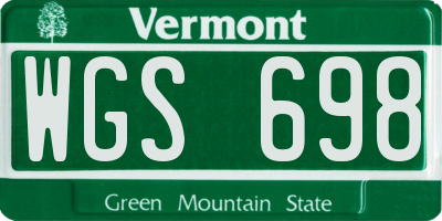 VT license plate WGS698