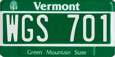 VT license plate WGS701