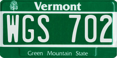 VT license plate WGS702
