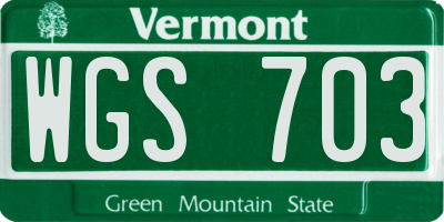 VT license plate WGS703